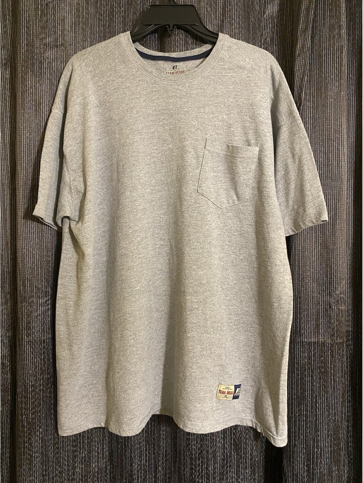 Russell Athletic Men's Size Xl Gray Team Issue Short Sleeve Pocket Tee - Y2k Era